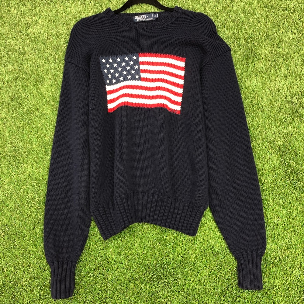 Vintage Ralph Lauren Big Flag Knitted Sweater!